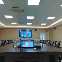办公会议桌带同步话筒升降屏桌面式液晶屏无纸化办公会议系统