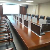 办公会议桌带同步话筒升降屏桌面式液晶屏无纸化办公会议系统