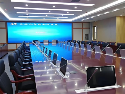 无纸化电子会议桌面升降显示器液晶同屏系统升降器显示器办公条桌图2